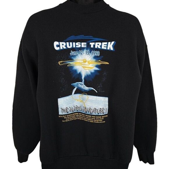 Vintage Cruise Trek Sweatshirt Mens Size XL 90s 1998 Star Trek Babylon 5 Alaska - Picture 1 of 6